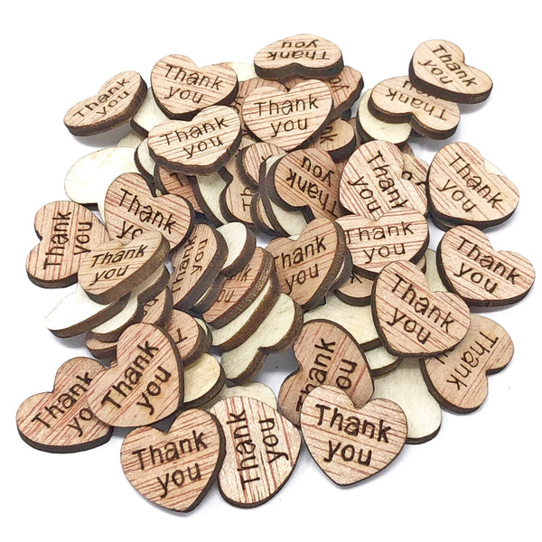 15mm Natural Wooden Wedding Love Hearts - Mixed Design Options