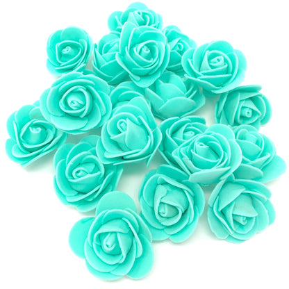 Turquoise 30mm Foam Rose Flowers
