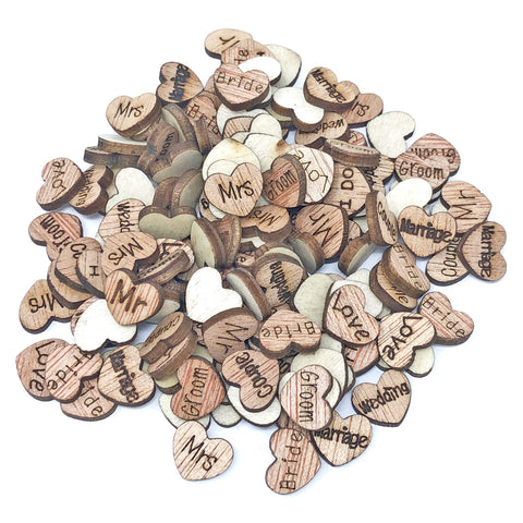 10mm Natural Wooden Wedding Love Hearts - Mixed Design Options