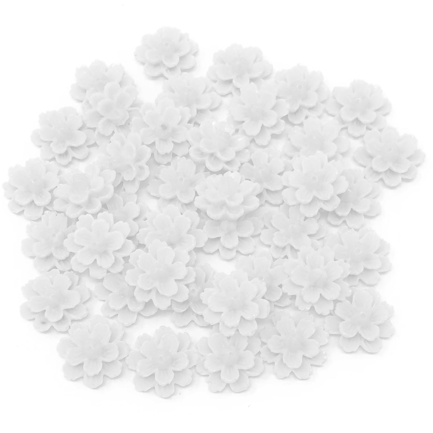 White 13mm Resin Flower Flatbacks - Pack of 40