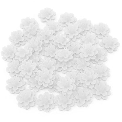 White 13mm Resin Flower Flatbacks - Pack of 40