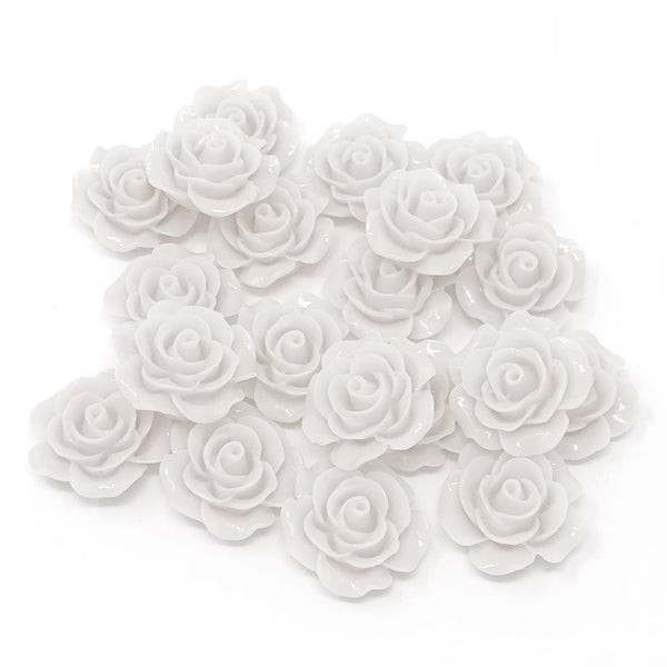 20mm Resin Roses Flatbacks - Pack of 20