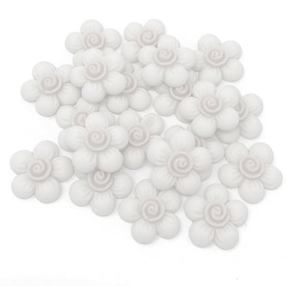 White 20mm Soft Feel Flower Flatbacks - Pack of 20