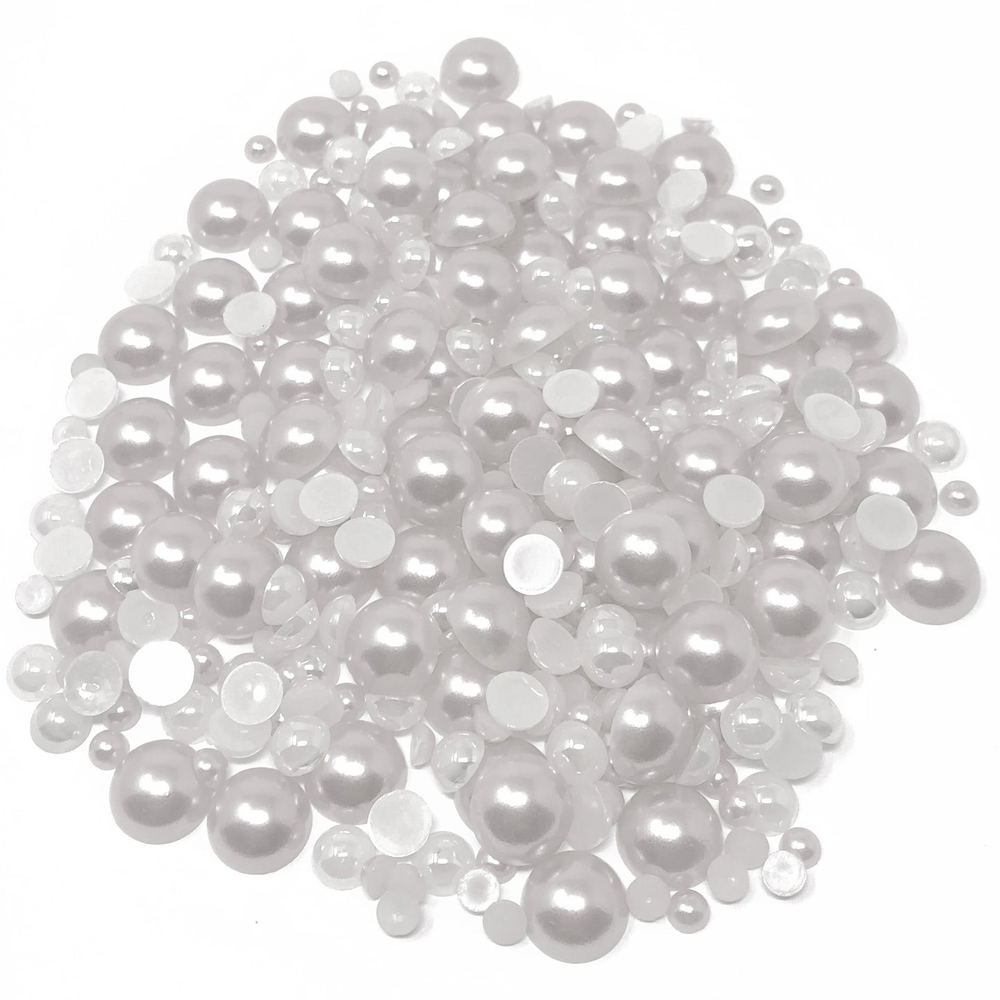 White Mini Resin Mixed Size Half Pearls (Pack of 500 Approx)