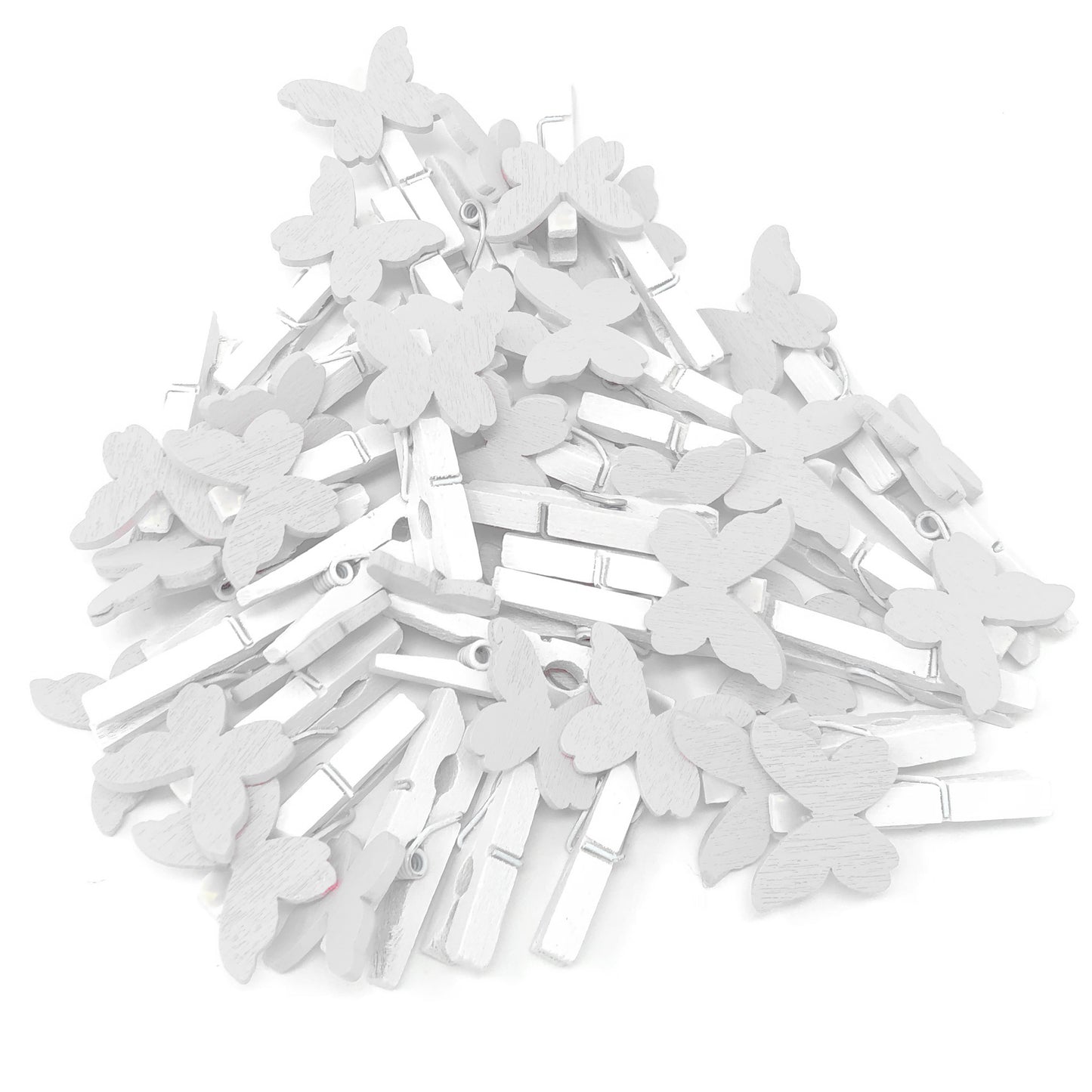 White 30mm Mini Clothes Pegs with 20mm Butterflies