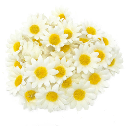White 35mm Synthetic Daisy Flowers (Faux Silk) - Mini Daisy Heads