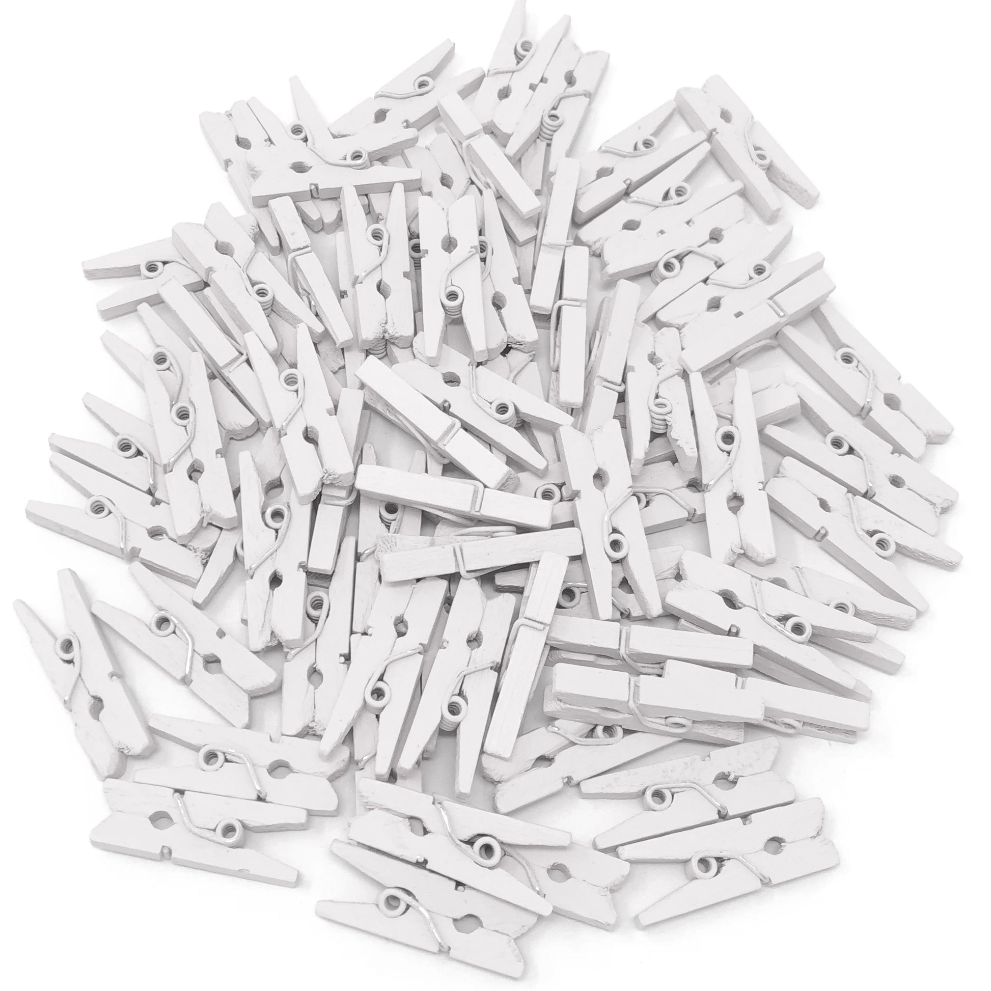 White 25mm Mini Coloured Wooden Clothes Pegs