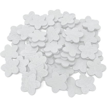 White 18mm Wooden Craft Coloured Flowers