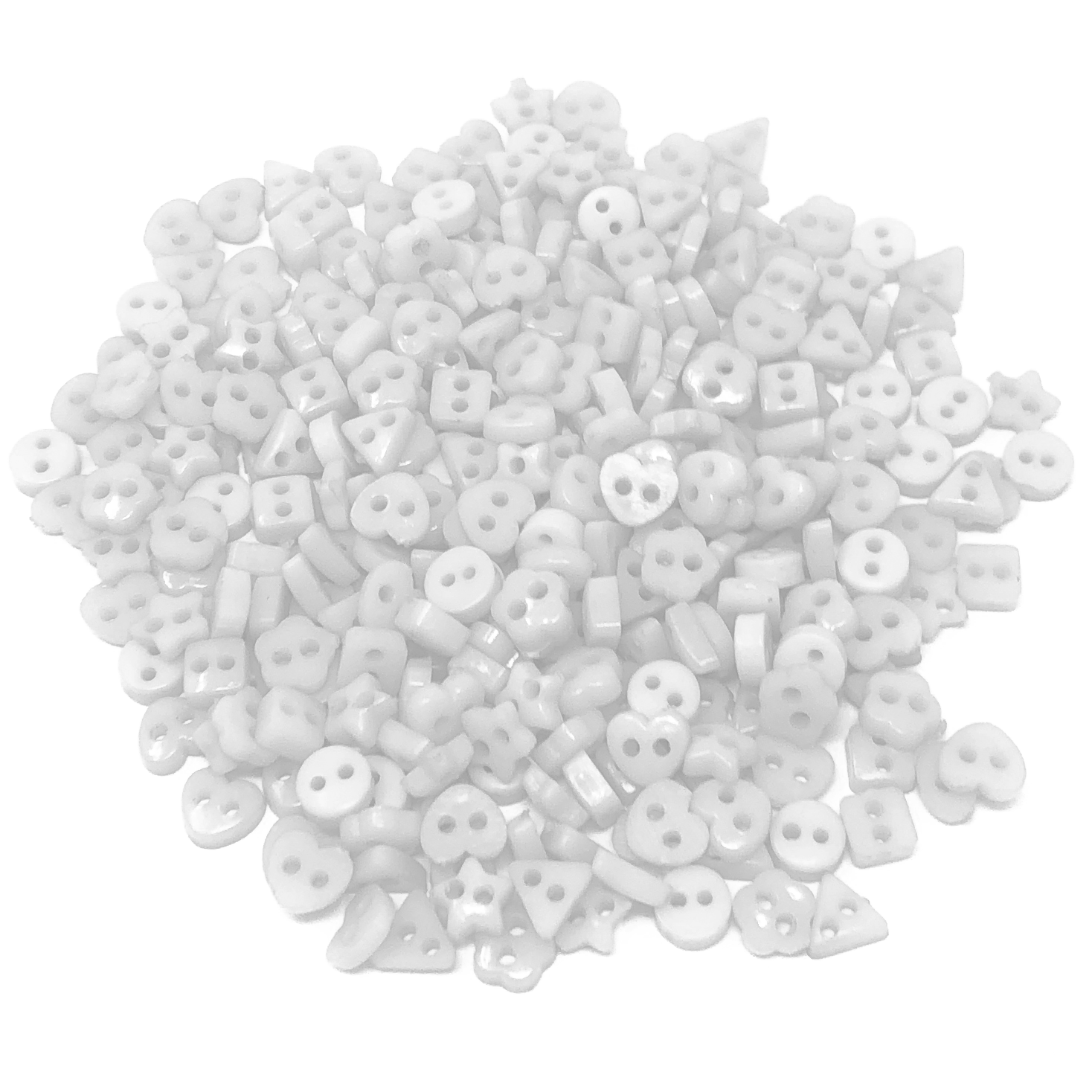 White 6mm Mixed Shape Multicoloured Resin Buttons - Pack of 300
