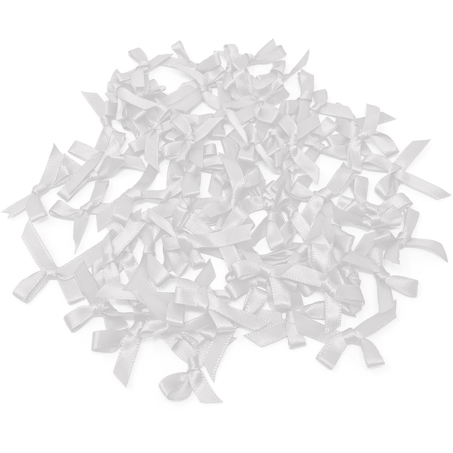 White 7mm 40x25mm Christmas Ribbon Bows - Pack of 75