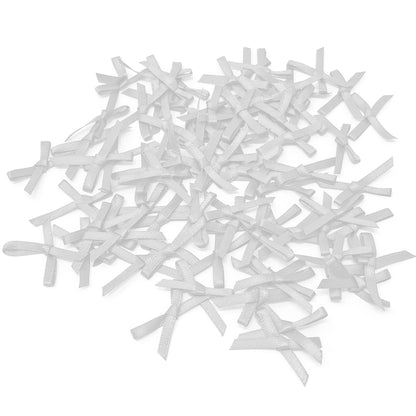 White 3mm 30x20mm Christmas Ribbon Bows - Pack of 75