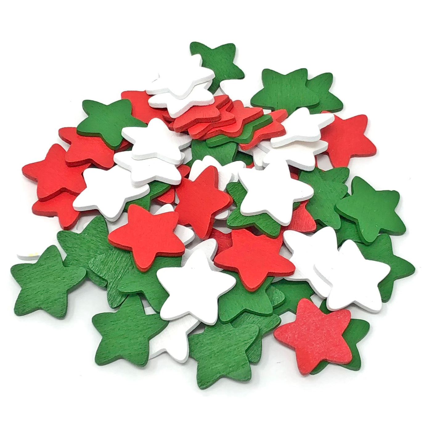 Christmas Mix 18mm Wooden Craft Coloured Stars