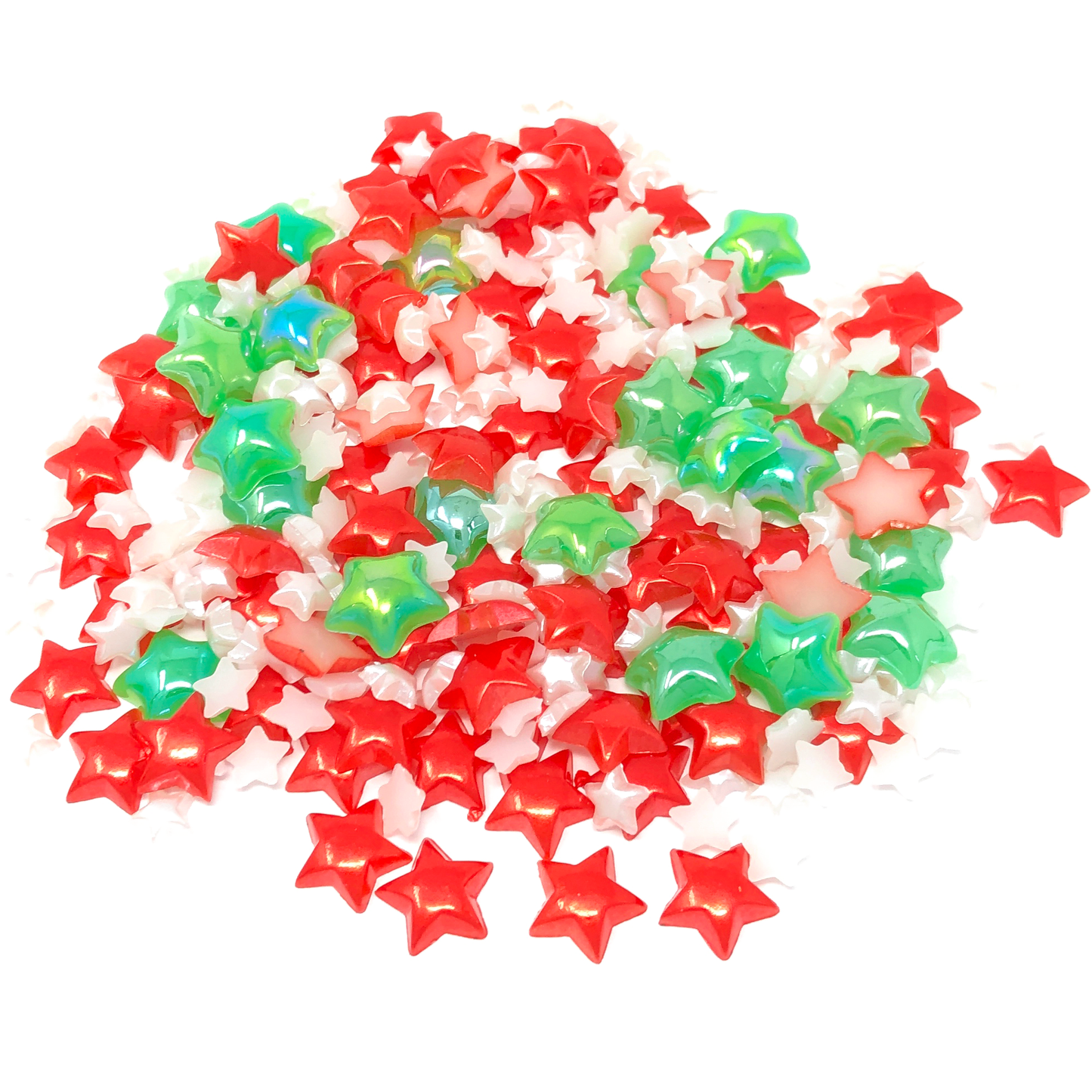 Christmas Mix Mini Resin Mixed Size Star Half Pearls (Pack of 500 Approx)