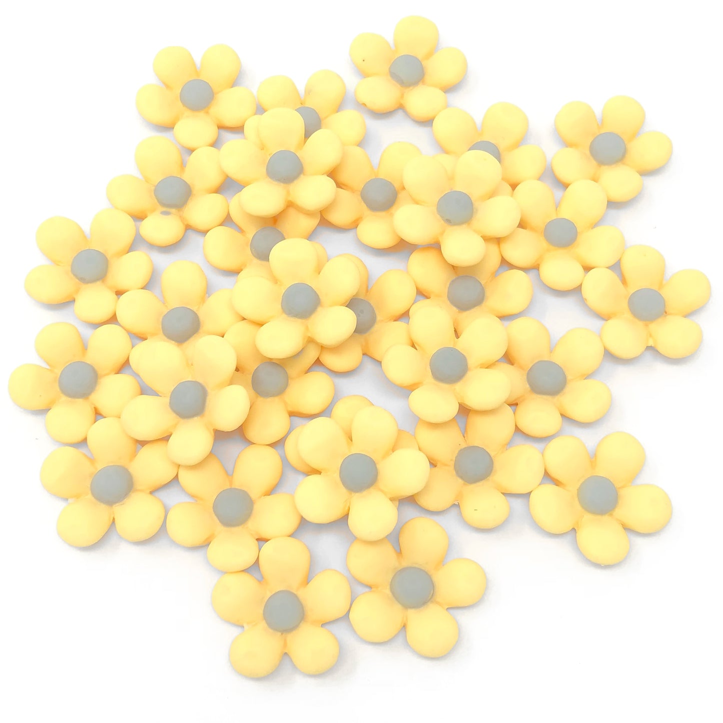 Yellow 18mm Soft Feel Daisy Flatbacks - Pack of 30