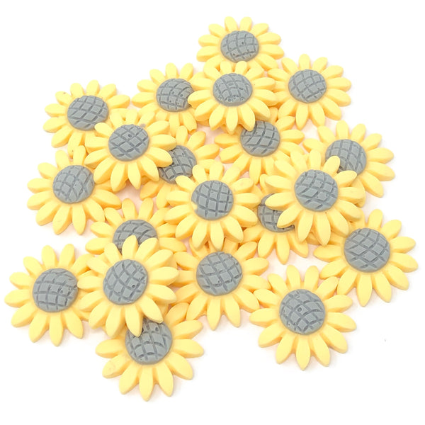 22mm Soft Feel Sunflower Flatbacks - Pack of 20