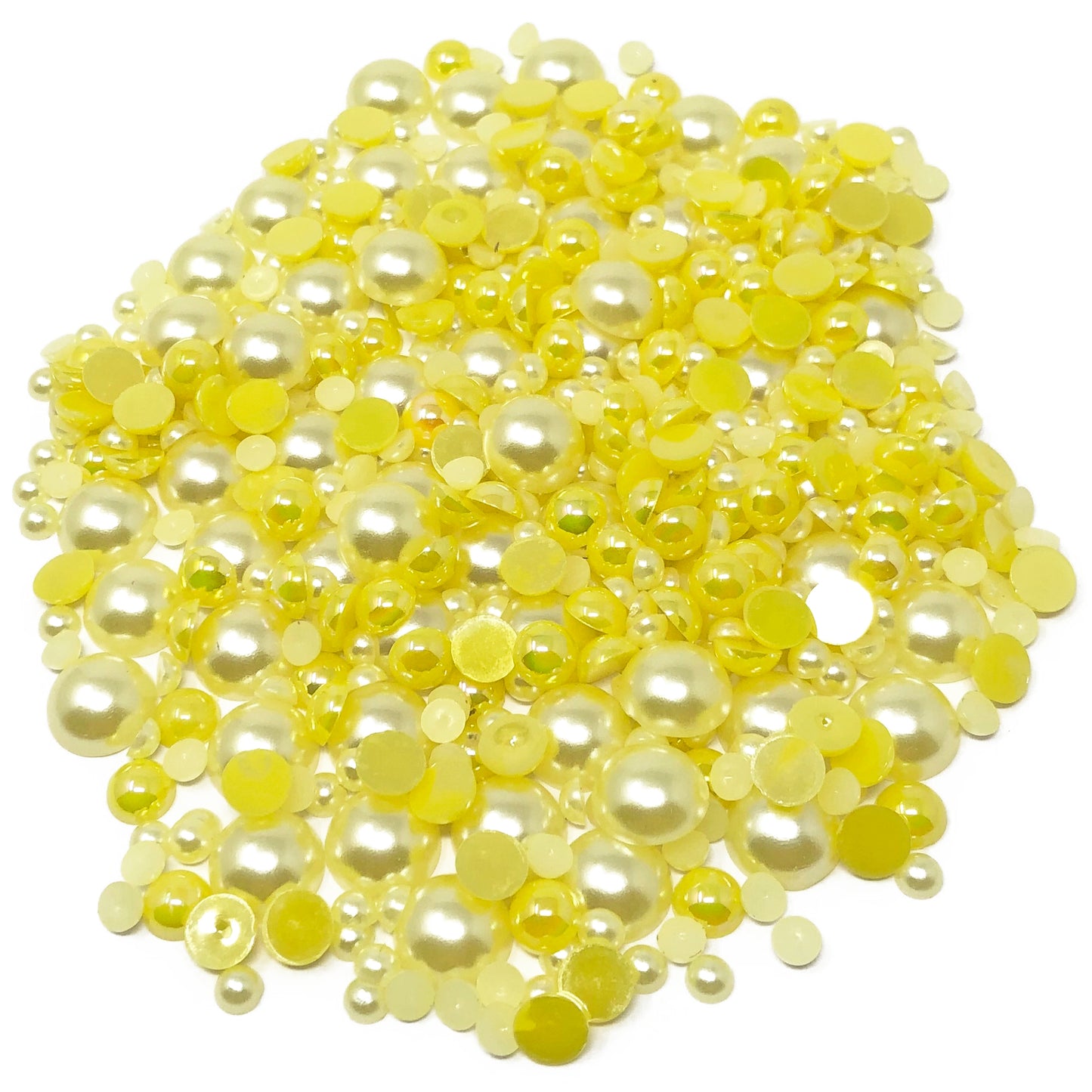 Yellow Mini Resin Mixed Size Half Pearls (Pack of 500 Approx)