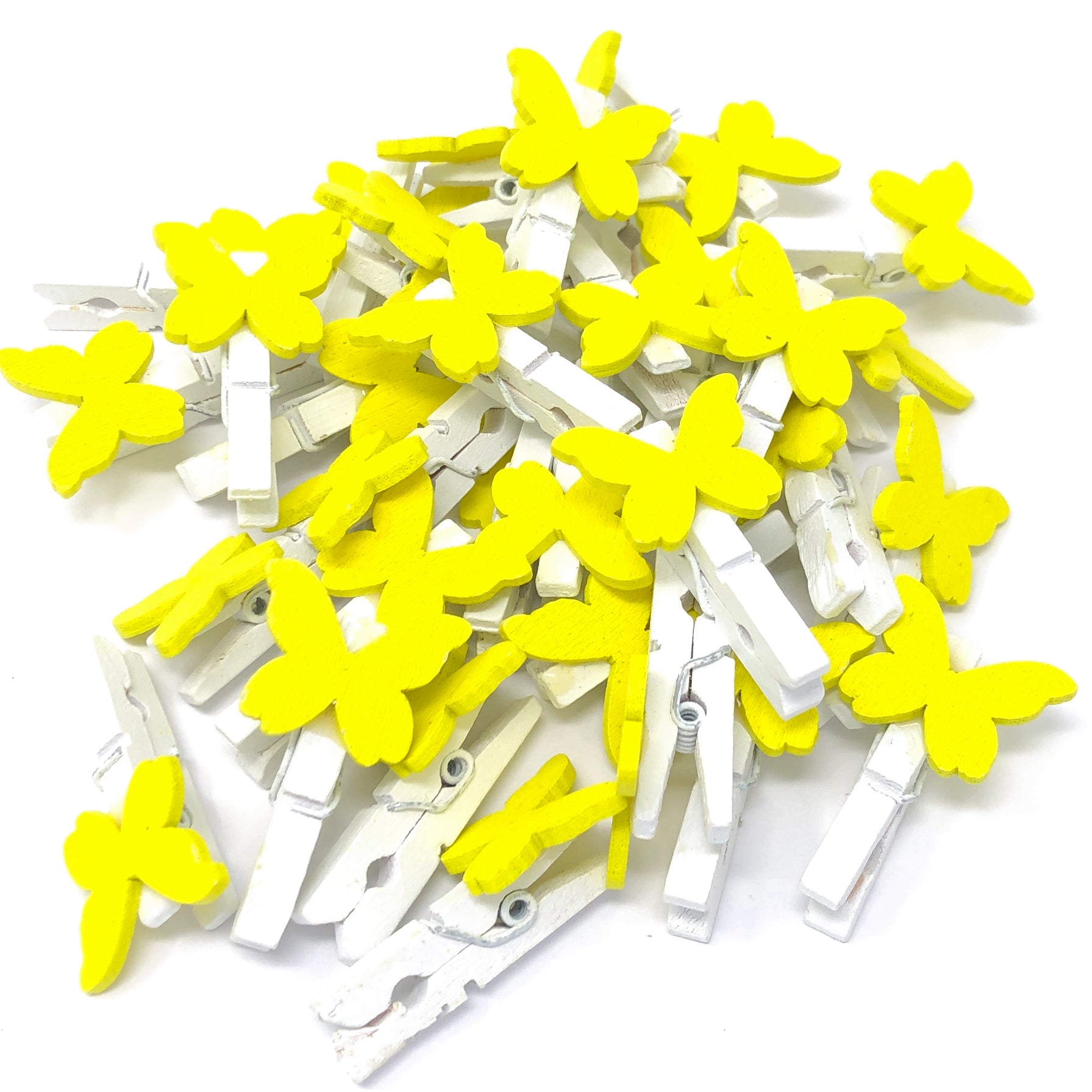 Yellow 30mm Mini Clothes Pegs with 20mm Butterflies
