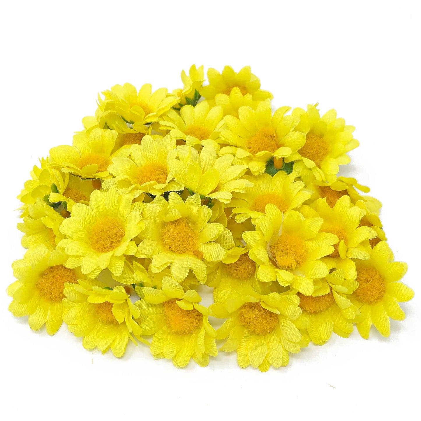 Yellow 35mm Synthetic Daisy Flowers (Faux Silk) - Mini Daisy Heads