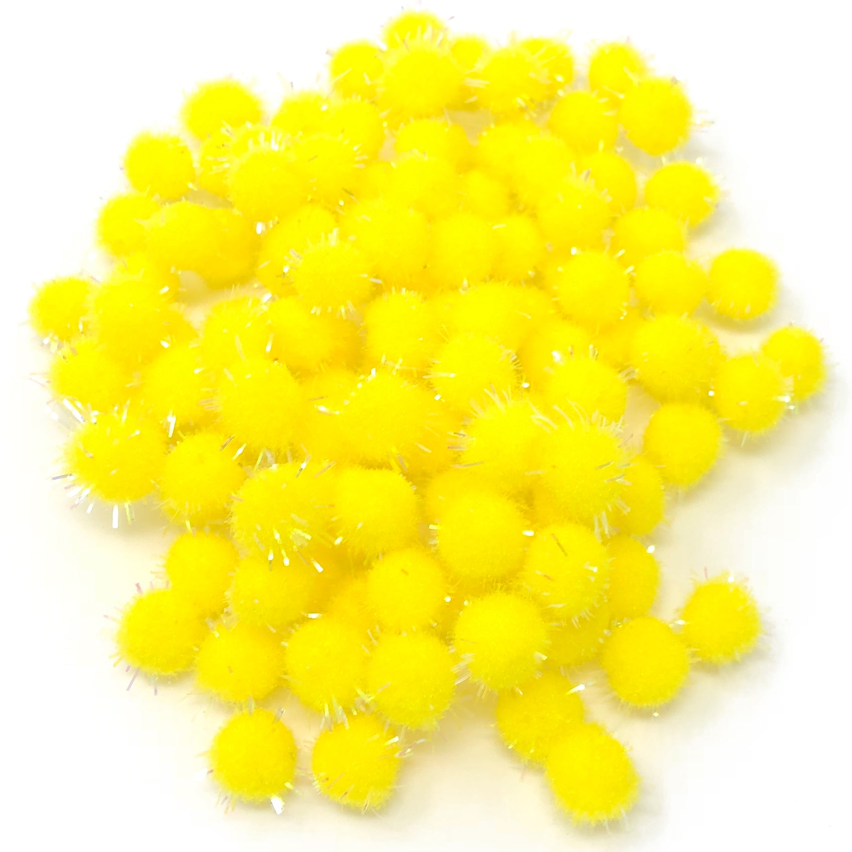 Yellow 8mm Mini Glitter Pom Poms