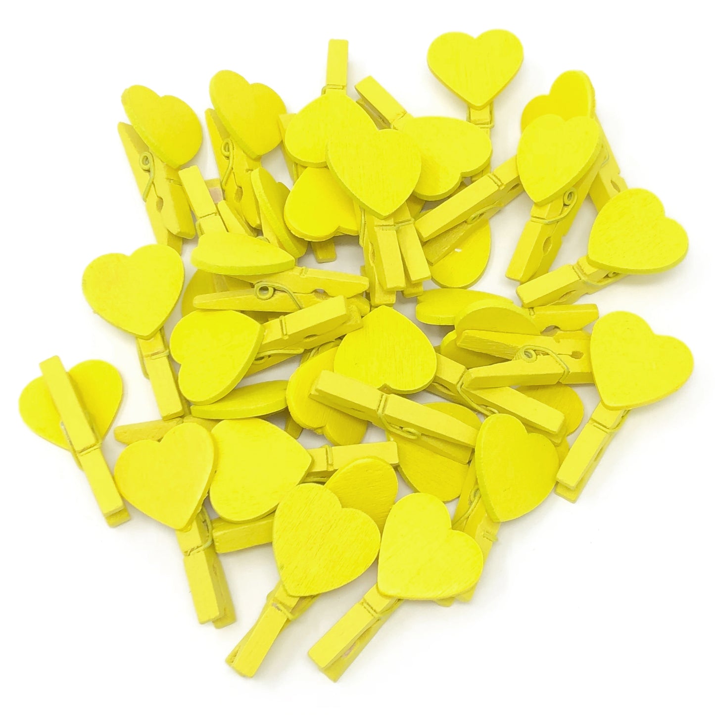 Yellow 30mm Coloured Pegs with Matching 18mm Coloured Hearts
