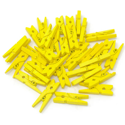 Yellow 25mm Mini Coloured Wooden Clothes Pegs