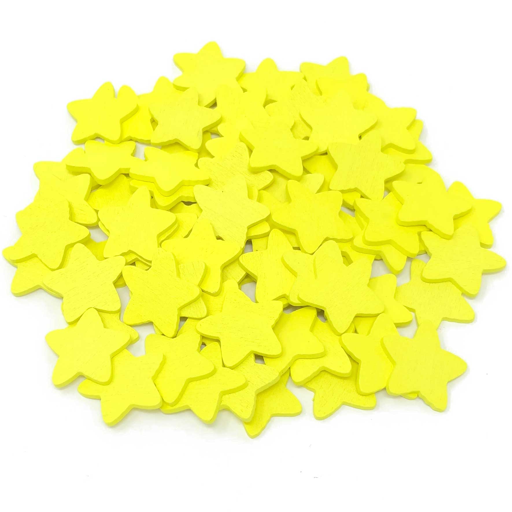 Yellow 18mm Wooden Craft Coloured Stars