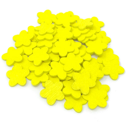 Yellow 18mm Wooden Craft Coloured Flowers