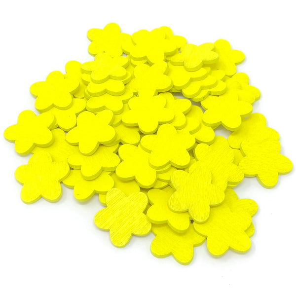 18mm Wooden Craft Coloured Flowers