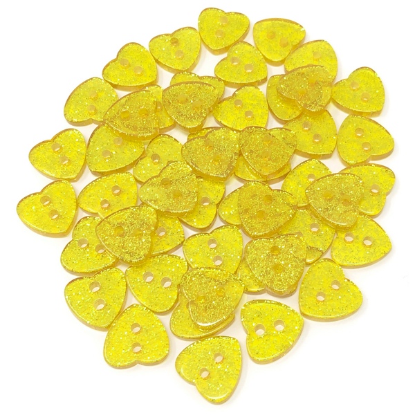 50 Mix Glitter Heart 13mm Resin Buttons