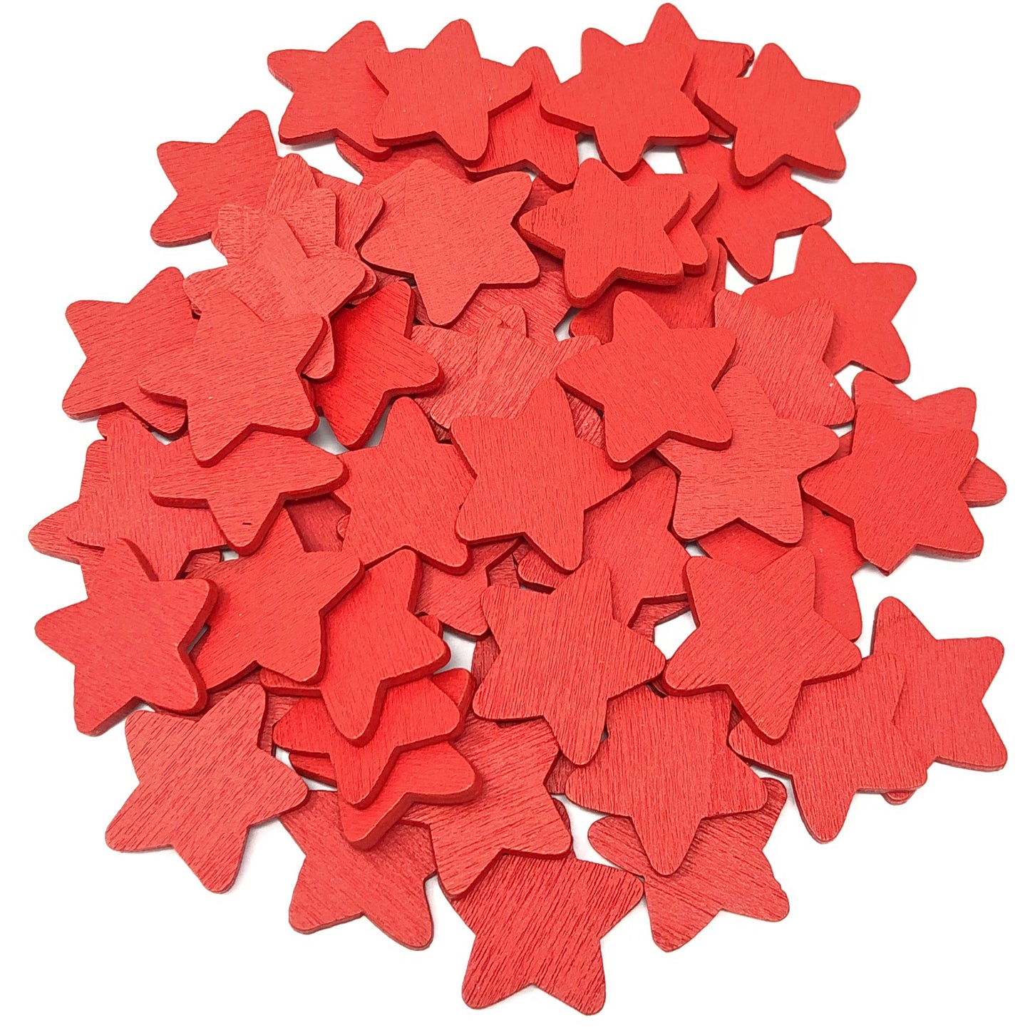 Red 18mm Wooden Craft Coloured Stars
